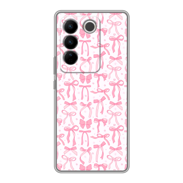 Силиконовый чехол на Vivo V27 с принтом Розовые бантики Силиконовый чехол на Vivo V27 с принтом Розовые бантики
