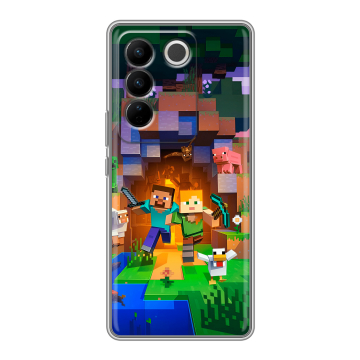 Силиконовый чехол на Vivo V27 с принтом Майнкрафт Minecraft Силиконовый чехол на Vivo V27 с принтом Майнкрафт Minecraft