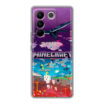 Силиконовый чехол на Vivo V27 с принтом Майнкрафт Minecraft Силиконовый чехол на Vivo V27 с принтом Майнкрафт Minecraft