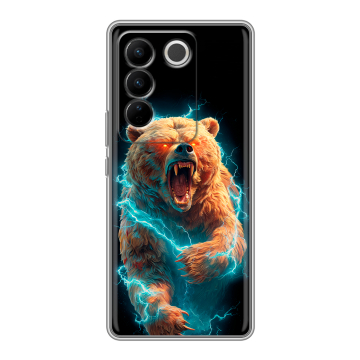 Силиконовый чехол на Vivo V27 с принтом Медведь