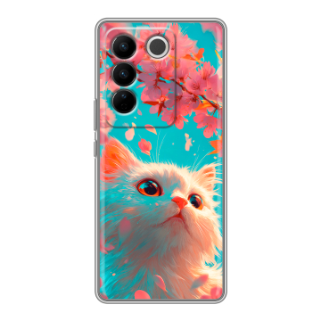 Силиконовый чехол на Vivo V27 с принтом Красивый кот