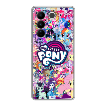 Силиконовый чехол на Vivo V27 с принтом My little pony Дружба чудо Силиконовый чехол на Vivo V27 с принтом My little pony Дружба чудо