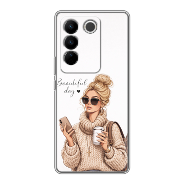 Силиконовый чехол на Vivo V27 с принтом женский Силиконовый чехол на Vivo V27 с принтом женский