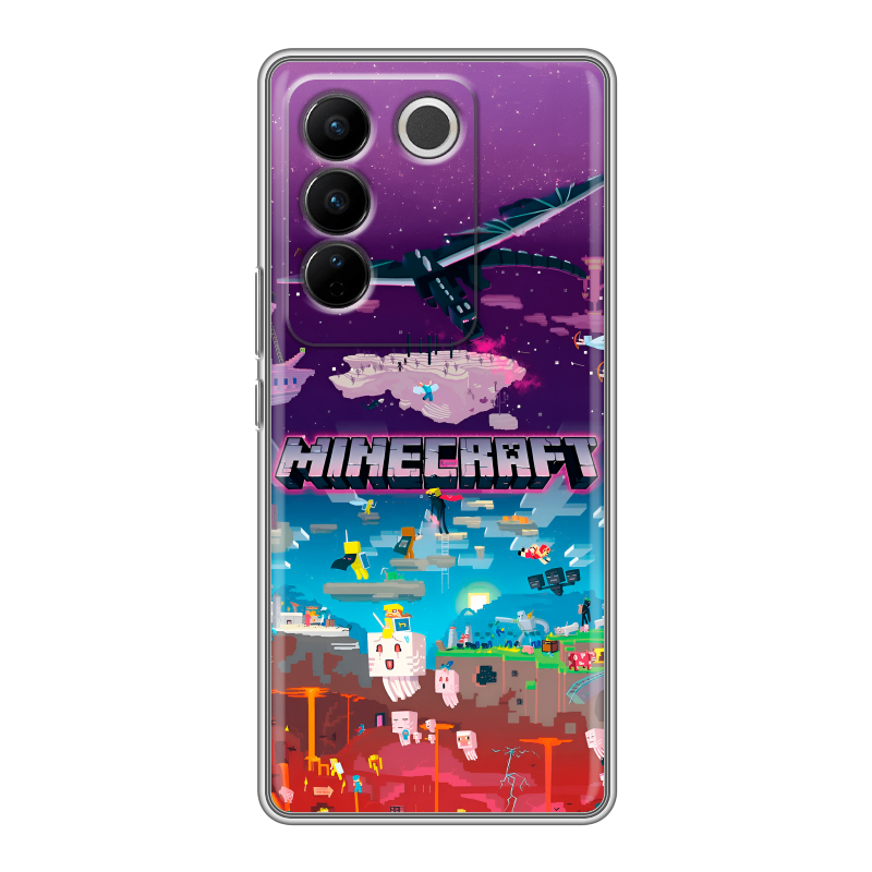 Силиконовый чехол на Vivo V27 с принтом Майнкрафт Minecraft Силиконовый чехол на Vivo V27 с принтом Майнкрафт Minecraft