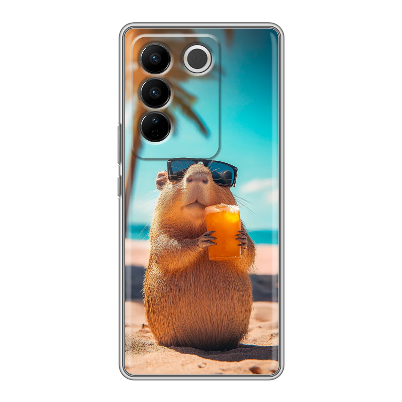 Силиконовый противоударный чехол на Vivo V27 с принтом Капибара Силиконовый противоударный чехол на Vivo V27 с принтом Капибара