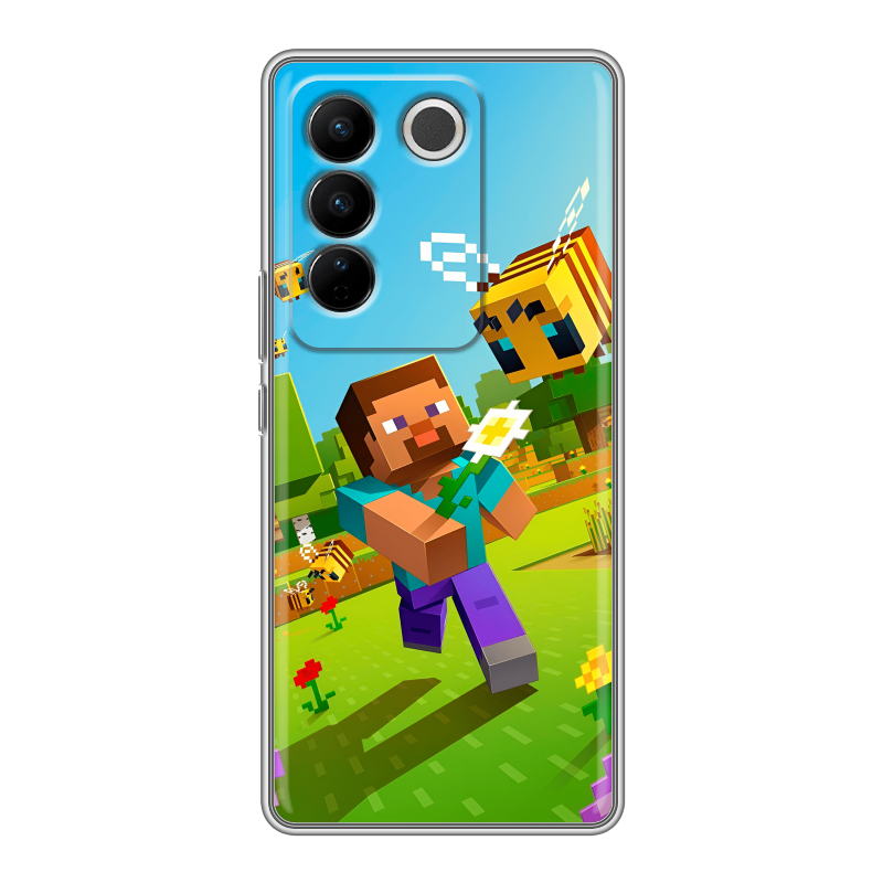 Силиконовый чехол на Vivo V27 с принтом Майнкрафт Minecraft Силиконовый чехол на Vivo V27 с принтом Майнкрафт Minecraft