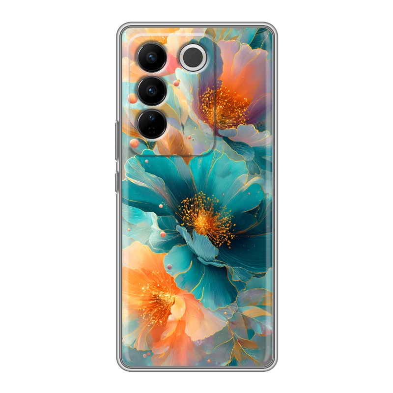 Силиконовый противоударный чехол на Vivo V27 с принтом Цветы Силиконовый противоударный чехол на Vivo V27 с принтом Цветы