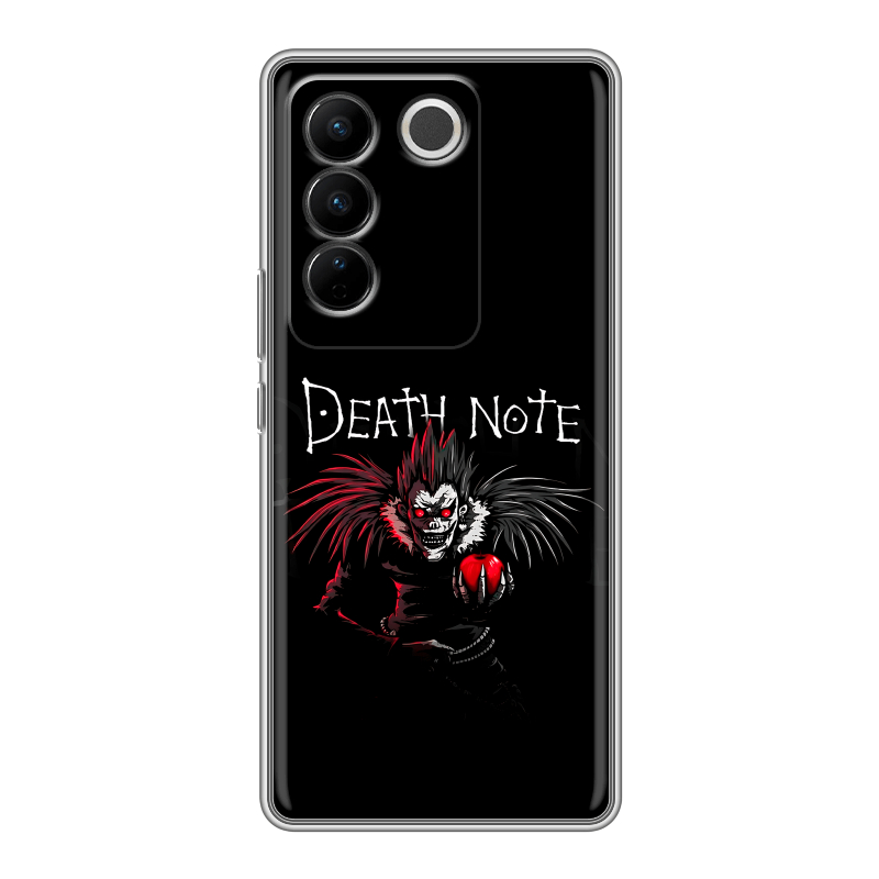Силиконовый противоударный чехол на Vivo V27 с принтом Death note Тетрадь смерти Силиконовый противоударный чехол на Vivo V27 с принтом Death note Тетрадь смерти