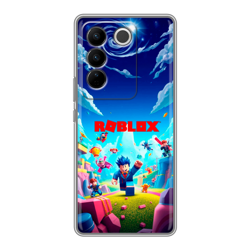Силиконовый противоударный чехол на Vivo V27 с принтом Roblox Роблокс Силиконовый противоударный чехол на Vivo V27 с принтом Roblox Роблокс