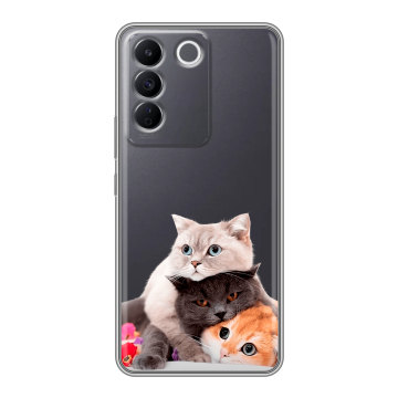 Силиконовый чехол на Vivo V27e с принтом Кошки