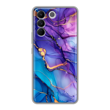 Силиконовый чехол на Vivo V27e с принтом синий мрамор