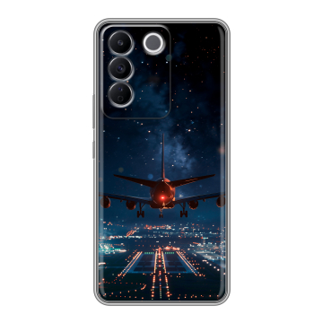 Силиконовый чехол на Vivo V27e с принтом самолет