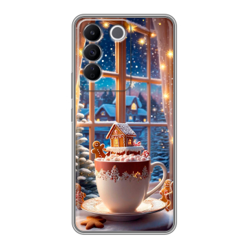Силиконовый чехол на Vivo V27e с принтом Новый год