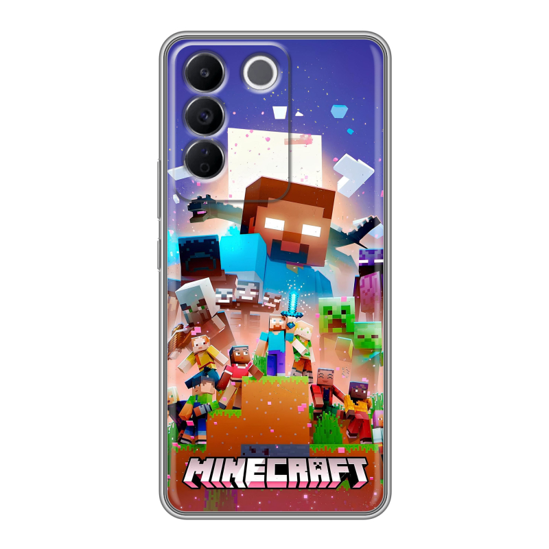 Силиконовый чехол на Vivo V27e с принтом Майнкрафт Minecraft Силиконовый чехол на Vivo V27e с принтом Майнкрафт Minecraft