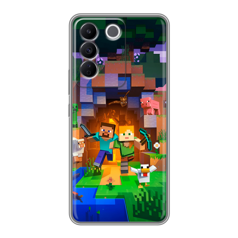 Силиконовый чехол на Vivo V27e с принтом Майнкрафт Minecraft Силиконовый чехол на Vivo V27e с принтом Майнкрафт Minecraft