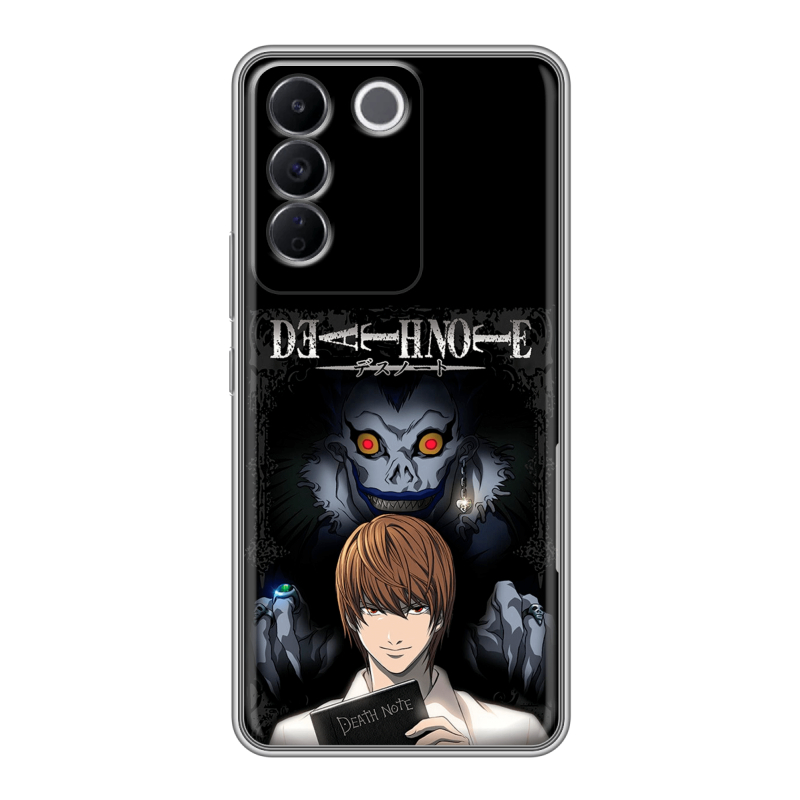Силиконовый противоударный чехол на Vivo V27e с принтом Death note Тетрадь смерти Силиконовый противоударный чехол на Vivo V27e с принтом Death note Тетрадь смерти
