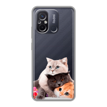 Силиконовый чехол на Xiaomi RedMi 12C с принтом Кошки Силиконовый чехол на Xiaomi RedMi 12C с принтом Кошки