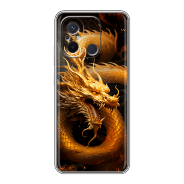 Силиконовый чехол на Xiaomi RedMi 12C с принтом Золотой дракон Силиконовый чехол на Xiaomi RedMi 12C с принтом Золотой дракон