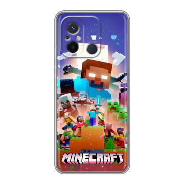 Силиконовый чехол на Xiaomi RedMi 12C с принтом Майнкрафт Minecraft Силиконовый чехол на Xiaomi RedMi 12C с принтом Майнкрафт Minecraft
