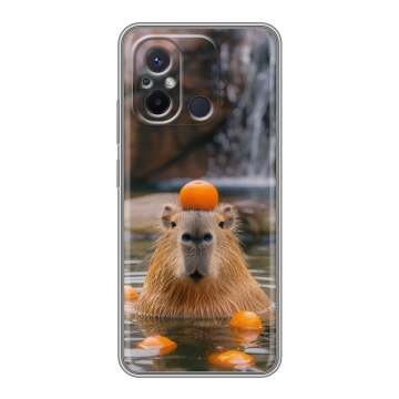Силиконовый чехол на Xiaomi RedMi 12C с принтом Капибара с апельсином