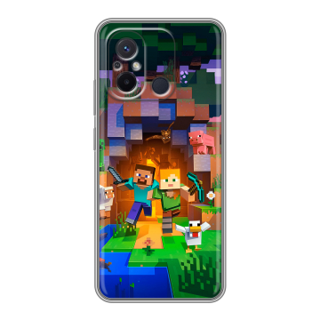 Силиконовый чехол на Xiaomi RedMi 12C с принтом Майнкрафт Minecraft Силиконовый чехол на Xiaomi RedMi 12C с принтом Майнкрафт Minecraft