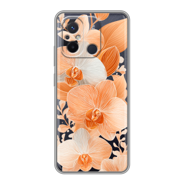 Силиконовый чехол на Xiaomi RedMi 12C с принтом Бежевые цветы