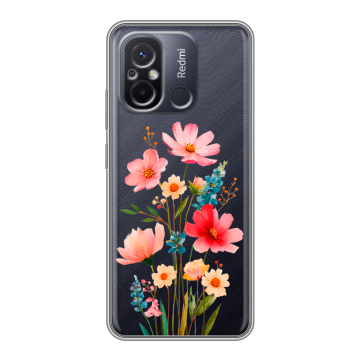 Силиконовый чехол на Xiaomi RedMi 12C с принтом Цветы
