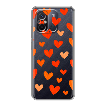 Силиконовый чехол на Xiaomi RedMi 12C с принтом Сердечки