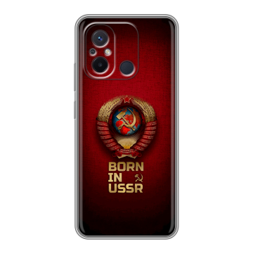Силиконовый чехол на Xiaomi RedMi 12C с принтом Флаг Герб СССР