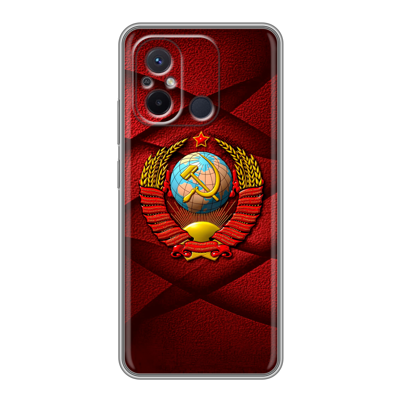 Силиконовый противоударный чехол на Xiaomi RedMi 12C с принтом Герб СССР Силиконовый противоударный чехол на Xiaomi RedMi 12C с принтом Герб СССР