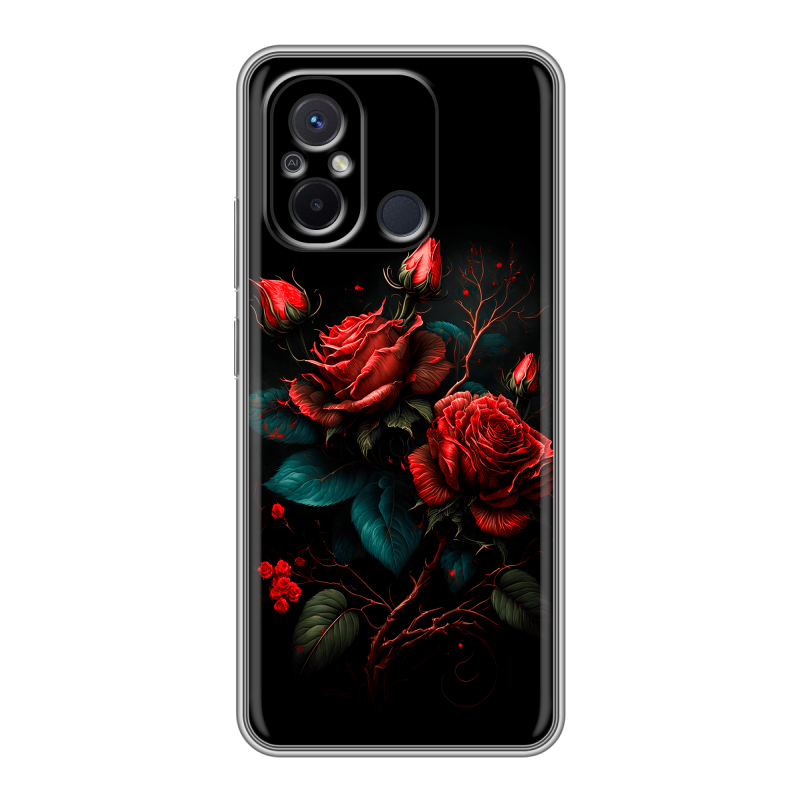 Силиконовый чехол на Xiaomi RedMi 12C с принтом Розы красные Силиконовый чехол на Xiaomi RedMi 12C с принтом Розы красные