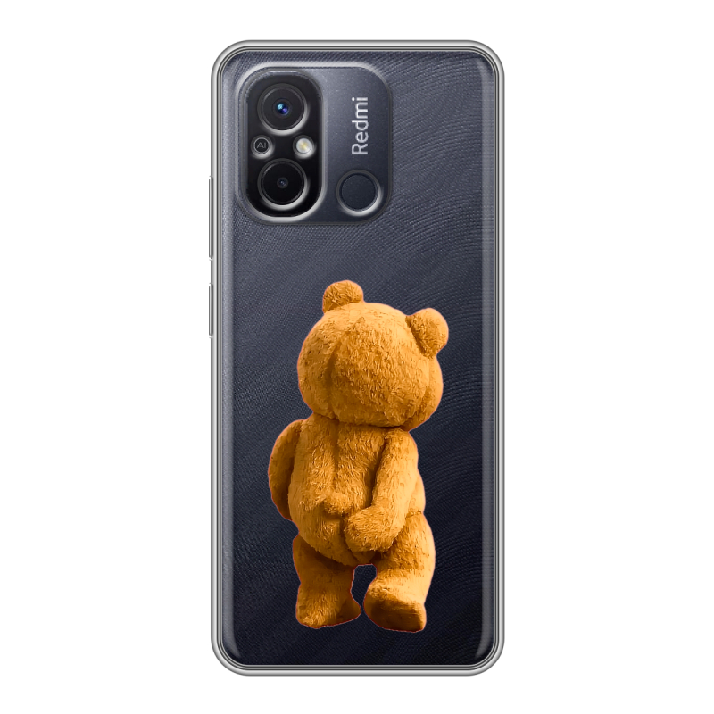 Силиконовый противоударный чехол на Xiaomi RedMi 12C с принтом Медведь Силиконовый противоударный чехол на Xiaomi RedMi 12C с принтом Медведь