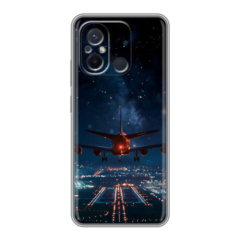 Силиконовый противоударный чехол на Xiaomi RedMi 12C с принтом самолет Силиконовый противоударный чехол на Xiaomi RedMi 12C с принтом самолет
