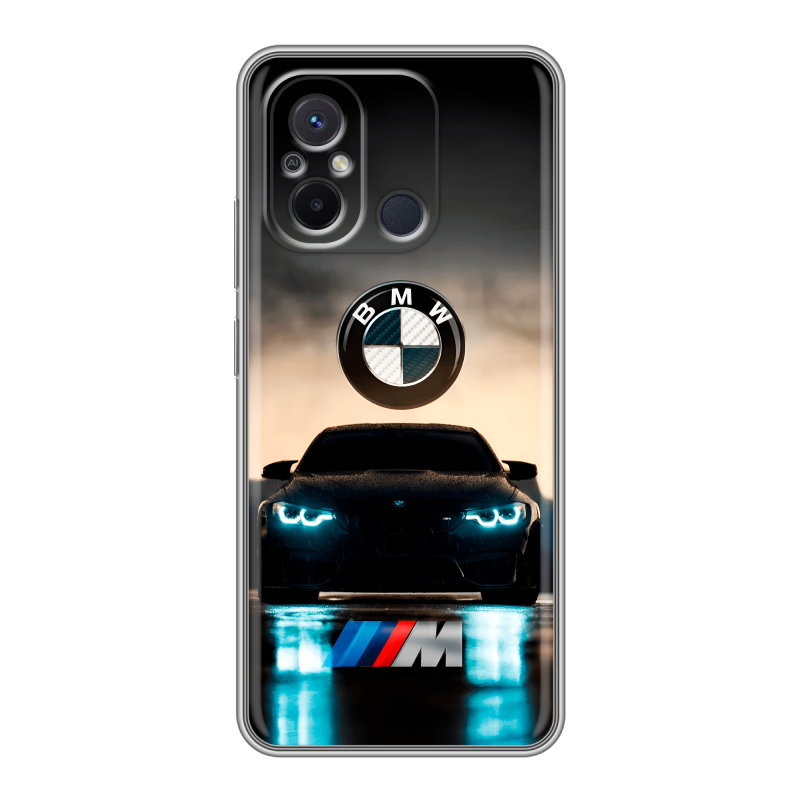 Силиконовый противоударный чехол на Xiaomi RedMi 12C с принтом БМВ BMW Силиконовый противоударный чехол на Xiaomi RedMi 12C с принтом БМВ BMW