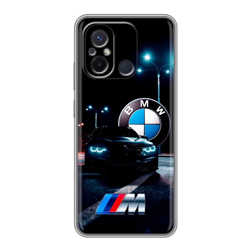 Силиконовый противоударный чехол на Xiaomi RedMi 12C с принтом БМВ BMW Силиконовый противоударный чехол на Xiaomi RedMi 12C с принтом БМВ BMW
