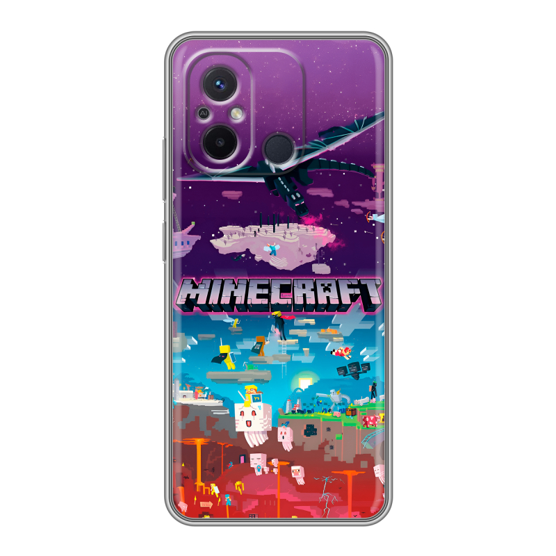 Силиконовый противоударный чехол на Xiaomi RedMi 12C с принтом Майнкрафт Minecraft Силиконовый противоударный чехол на Xiaomi RedMi 12C с принтом Майнкрафт Minecraft