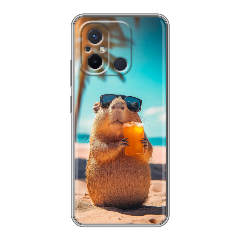 Силиконовый чехол на Xiaomi RedMi 12C с принтом Капибара Силиконовый чехол на Xiaomi RedMi 12C с принтом Капибара