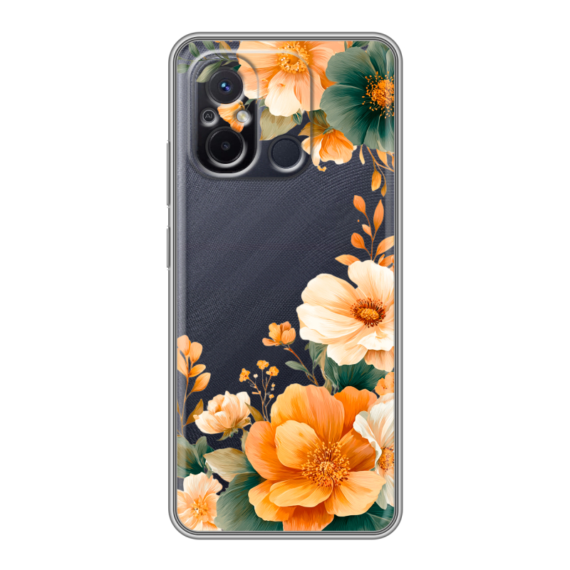 Силиконовый чехол на Xiaomi RedMi 12C с принтом Цветы принт Силиконовый чехол на Xiaomi RedMi 12C с принтом Цветы принт