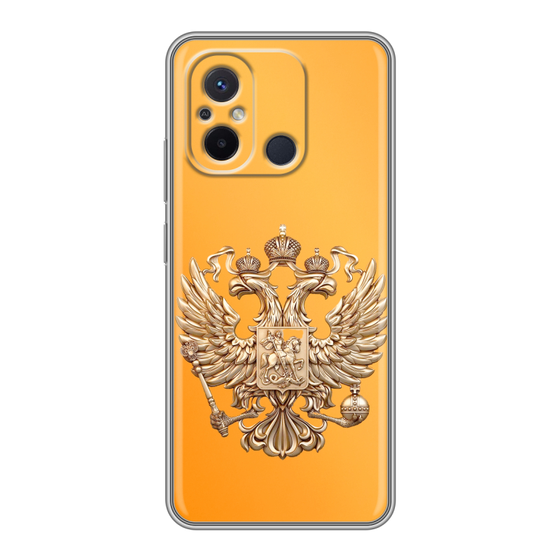 Силиконовый противоударный чехол на Xiaomi RedMi 12C с принтом Герб Флаг России Силиконовый противоударный чехол на Xiaomi RedMi 12C с принтом Герб Флаг России