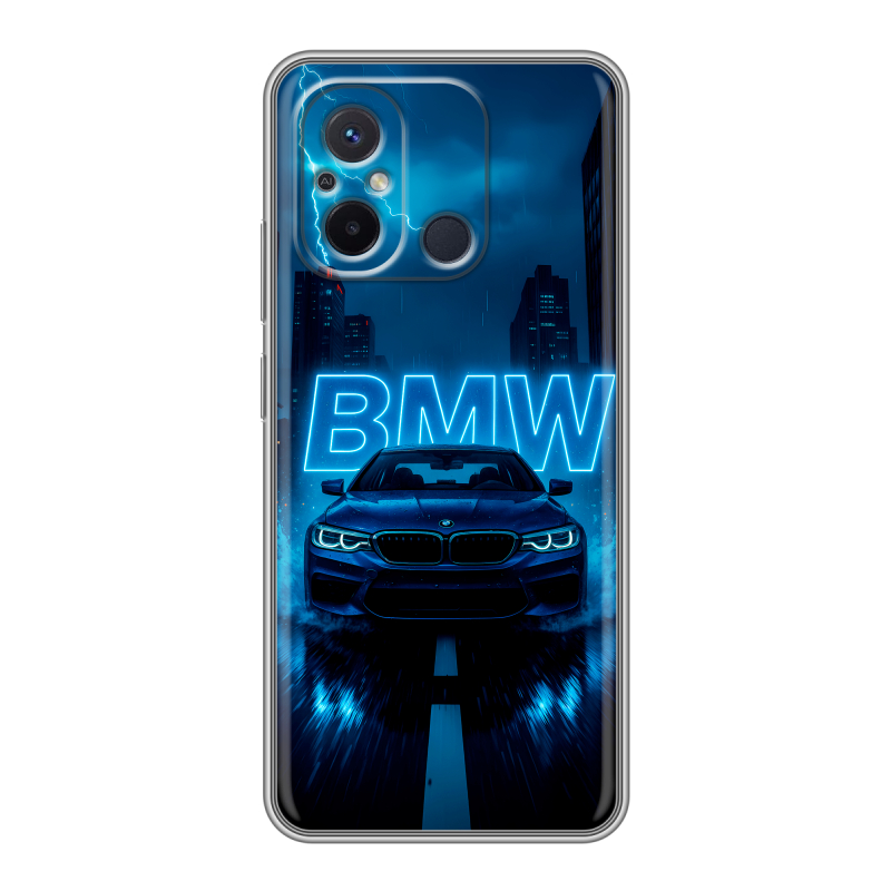 Силиконовый противоударный чехол на Xiaomi RedMi 12C с принтом BMW БМВ Силиконовый противоударный чехол на Xiaomi RedMi 12C с принтом BMW БМВ