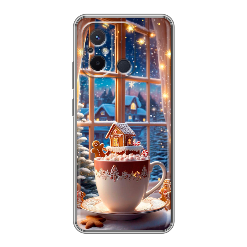 Силиконовый чехол на Xiaomi RedMi 12C с принтом Новый год Силиконовый чехол на Xiaomi RedMi 12C с принтом Новый год