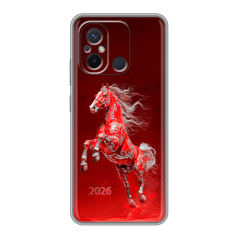 Силиконовый чехол на Xiaomi RedMi 12C с принтом Новый год Силиконовый чехол на Xiaomi RedMi 12C с принтом Новый год