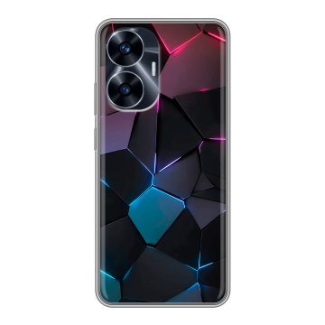 Силиконовый чехол на Realme C55 с принтом Геометрия неона Силиконовый чехол на Realme C55 с принтом Геометрия неона
