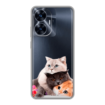 Силиконовый чехол на Realme C55 с принтом Кошки Силиконовый чехол на Realme C55 с принтом Кошки