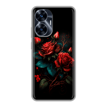 Силиконовый чехол на Realme C55 с принтом Розы красные Силиконовый чехол на Realme C55 с принтом Розы красные