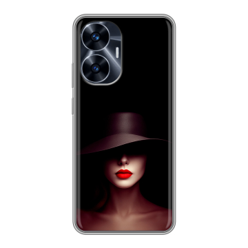 Силиконовый чехол на Realme C55 с принтом Девушка в шляпе Силиконовый чехол на Realme C55 с принтом Девушка в шляпе