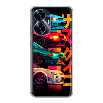 Силиконовый чехол на Realme C55 с принтом Гоночные машины Силиконовый чехол на Realme C55 с принтом Гоночные машины