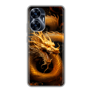 Силиконовый чехол на Realme C55 с принтом Золотой дракон Силиконовый чехол на Realme C55 с принтом Золотой дракон
