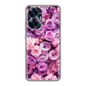 Силиконовый чехол на Realme C55 с принтом лавандовые розы Силиконовый чехол на Realme C55 с принтом лавандовые розы