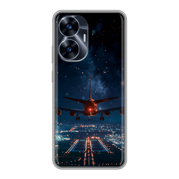 Силиконовый чехол на Realme C55 с принтом самолет Силиконовый чехол на Realme C55 с принтом самолет